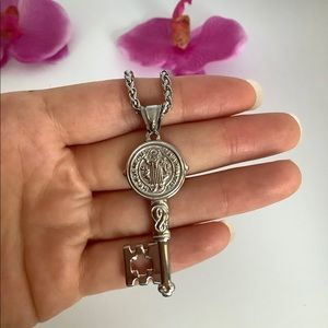 316L Stainless Steel Benedict Medal Key necklace